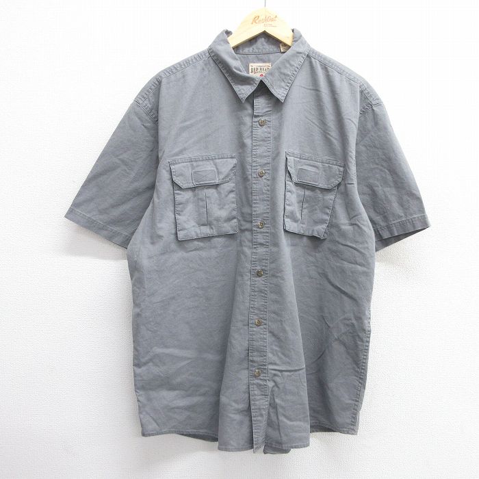 XL★古着 レッドヘッド 半袖 シャツ メンズ 大きいサイズ ロング丈 コットン グレー 25apr14 中古 トップス