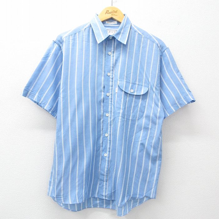 L★古着 リーバイス Levis 半袖 シャツ メンズ 薄紺他 ネイビー ストライプ 25apr16 中古 トップス