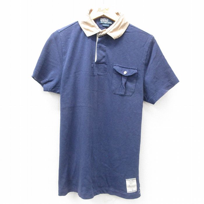 M★古着 ラルフローレン Ralph Lauren 半袖 ブランド ラガー シャツ メンズ 90年代 90s コットン 濃紺 ネイビー 25apr16 中古 トップス