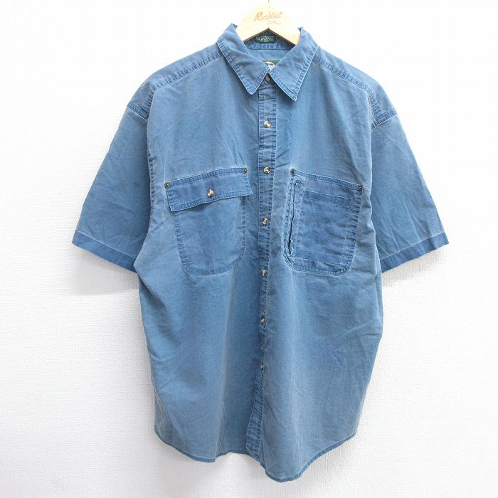XL★古着 半袖 シャツ メンズ 00年代 00s コットン 紺 ネイビー 25apr18 中古 トップス