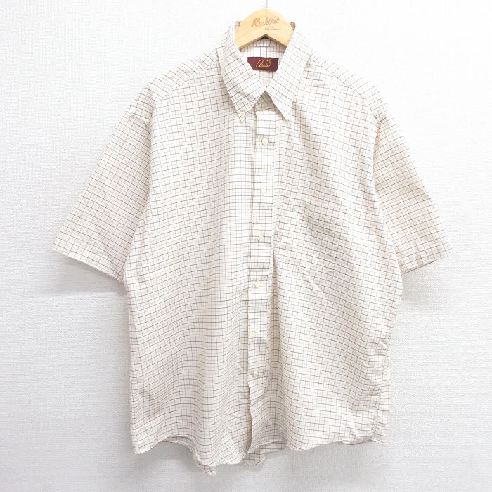 90s 半袖シャツ ベージュチェック XL | 古着
