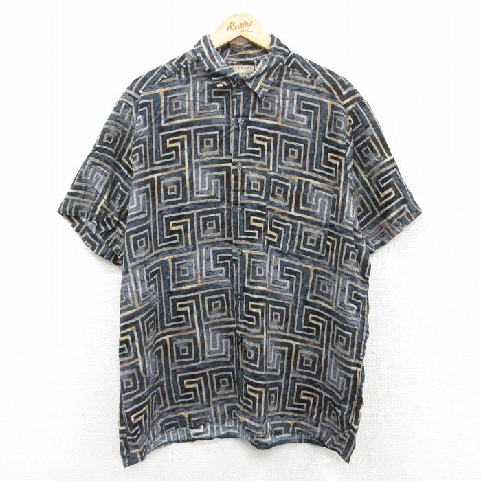 XL★古着 半袖 シャツ メンズ 00年代 00s 紺他 ネイビー 25apr18 中古 トップス