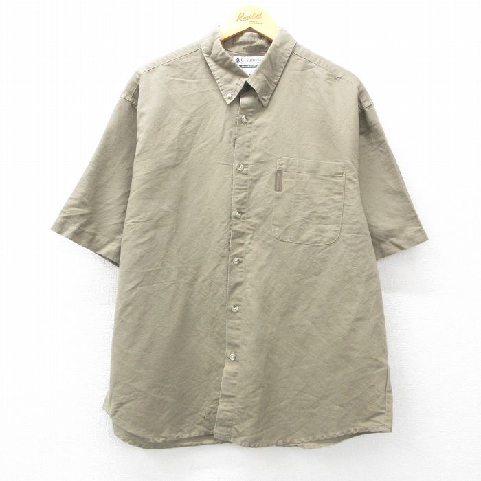 【50%OFF】XL★古着 コロンビア COLUMBIA 半袖 シャツ メンズ 00年代 00s 大きいサイズ ボタンダウン 緑系 グリーン 25apr19 中古 トップス