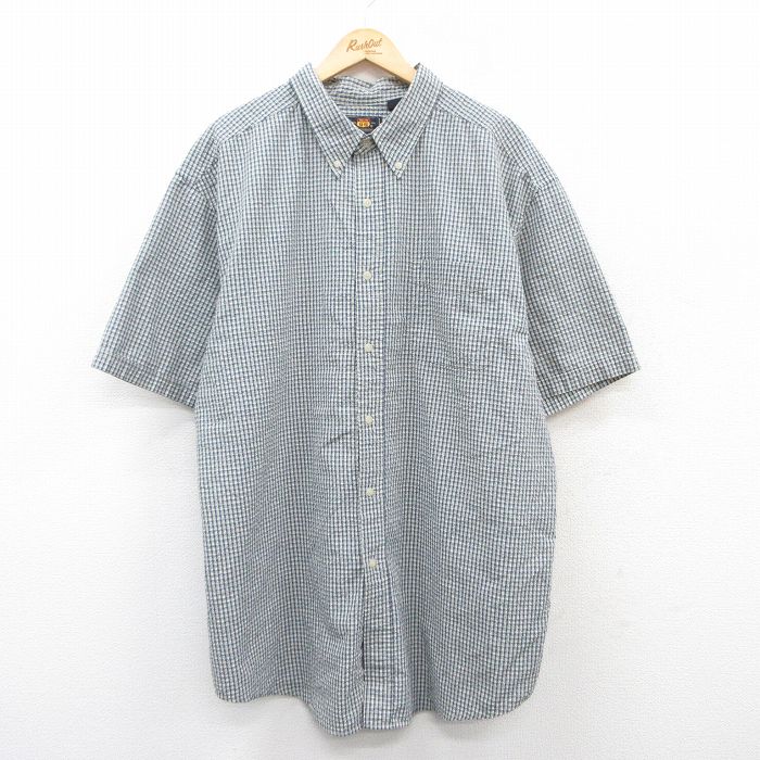 【50%OFF】XL★古着 ルート66 半袖 シャツ メンズ 00年代 00s 大きいサイズ ボタンダウン 紺他 ネイビー チェック 25apr19 中古 トップス