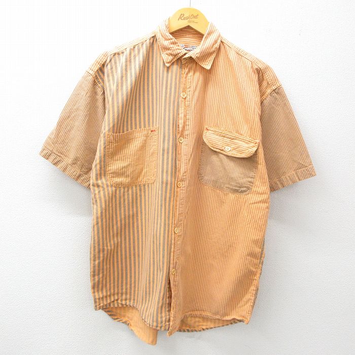90s 半袖シャツ ストライプ オレンジ L | 古着