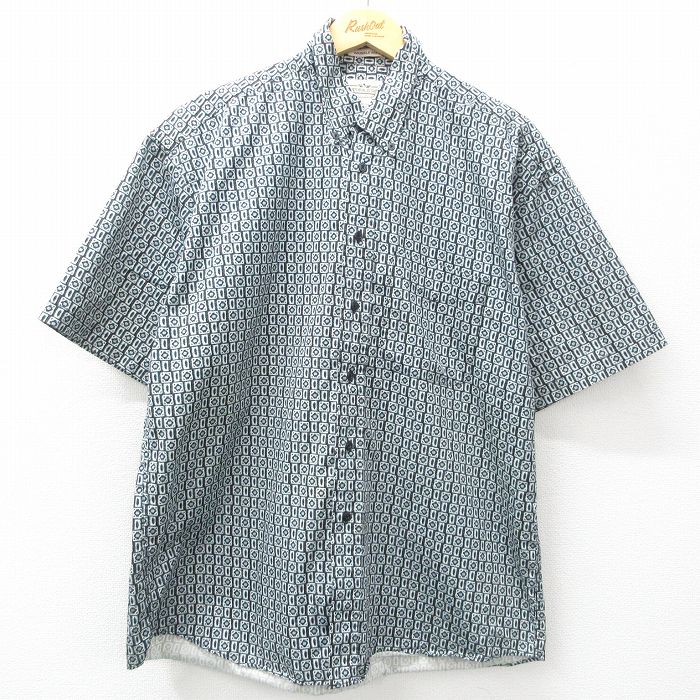 【50%OFF】半袖シャツ 総柄 ブラック XL | 古着