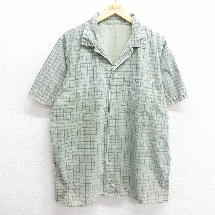 グラミチ 90s 半袖シャツ 総柄 グリーンチェック L | 古着