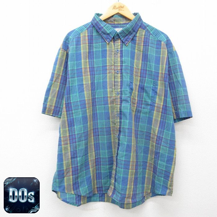 00s 半袖シャツ ブルーチェック XL | 古着