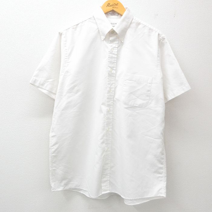XL★古着 バンヒューセン 半袖 シャツ メンズ オックスフォード ボタンダウン 白 ホワイト 25apr21 中古 トップス