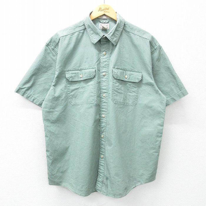 【50%OFF】XL★古着 エルエルビーン LLBEAN 半袖 シャツ メンズ 00年代 00s コットン 薄緑 グリーン 25apr23 中古 トップス