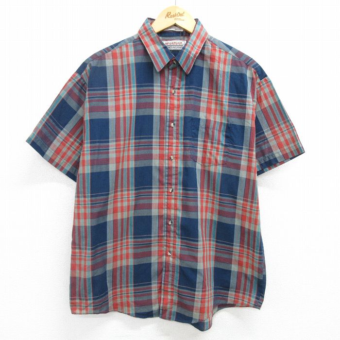 L★古着 マックレガー 半袖 シャツ メンズ 90年代 90s 紺他 ネイビー チェック 25apr23 中古 トップス