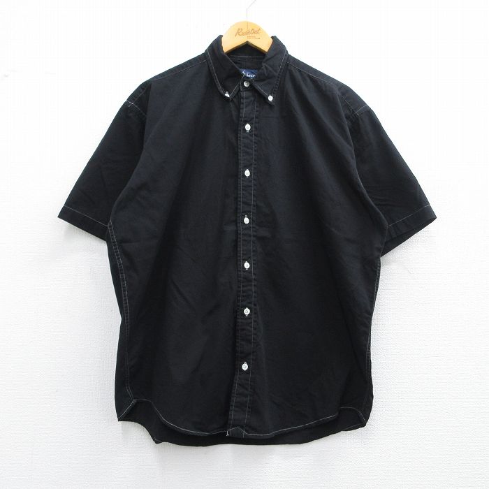 XL★古着 ラルフローレン Ralph Lauren 半袖 ブランド シャツ メンズ 90年代 90s ワンポイントロゴ BLAKE コットン ボタンダウン 黒 ブラック 25apr23 中古 トップス