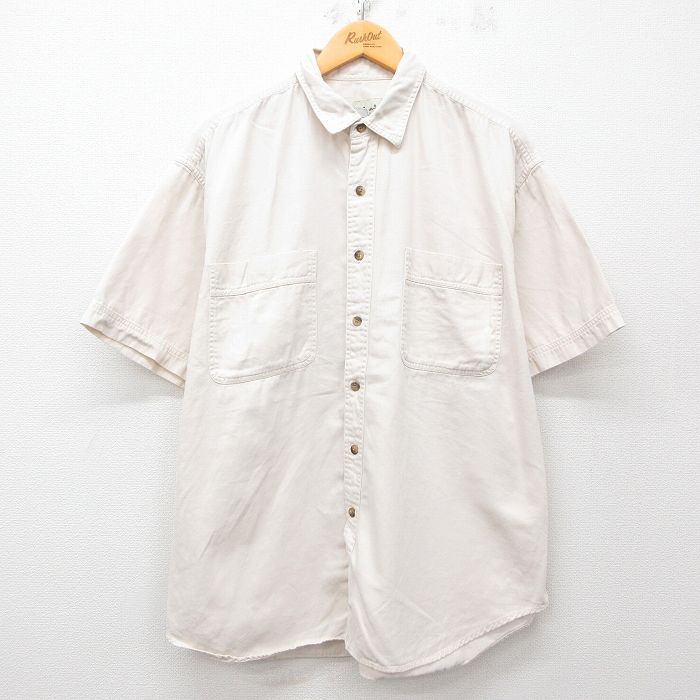 【50%OFF】XL★古着 エディーバウアー 半袖 シャツ メンズ 00年代 00s 大きいサイズ コットン 生成り 【spe】 25apr23 中古 トップス