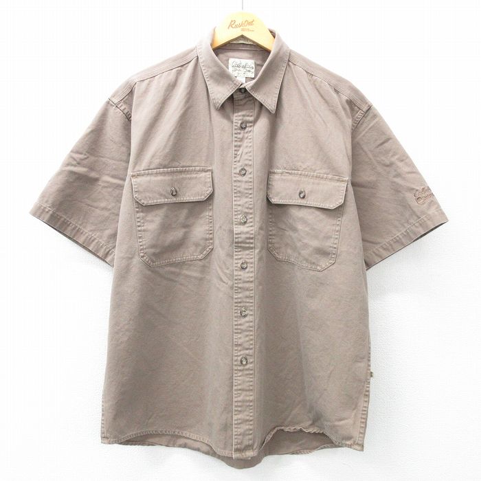 XL★古着 カベラス 半袖 シャツ メンズ 大きいサイズ コットン 濃ベージュ カーキ 25apr23 中古 トップス