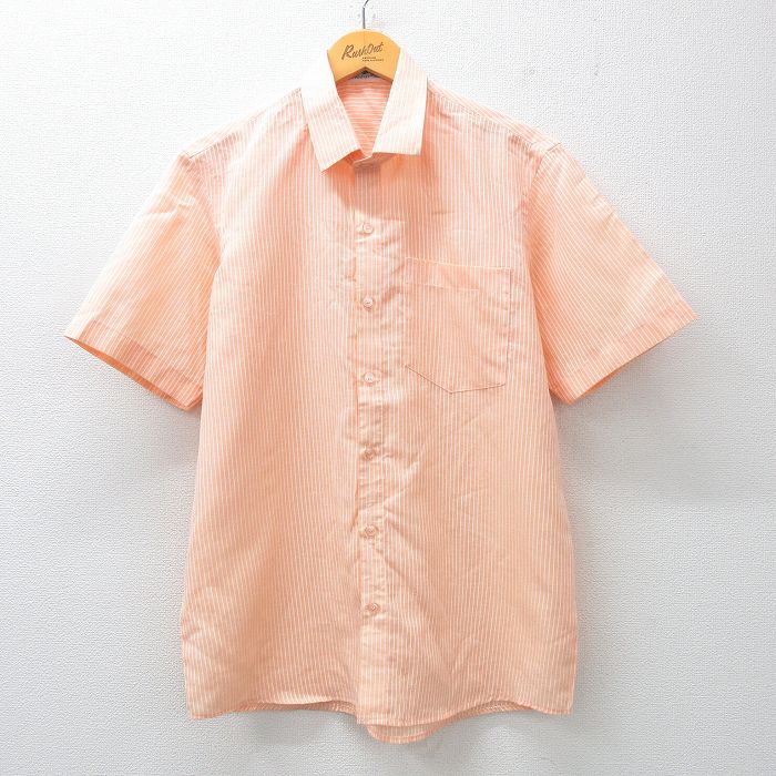 L★古着 半袖 シャツ メンズ 90年代 90s オレンジ他 ストライプ 25apr23 中古 トップス