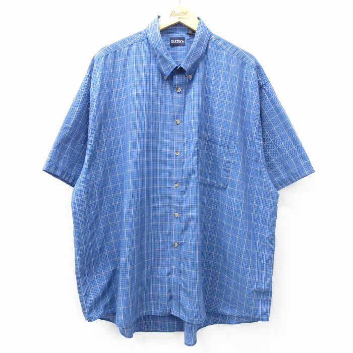 【50%OFF】ピューリタン 00s 半袖シャツ ネイビーチェック XL | 古着
