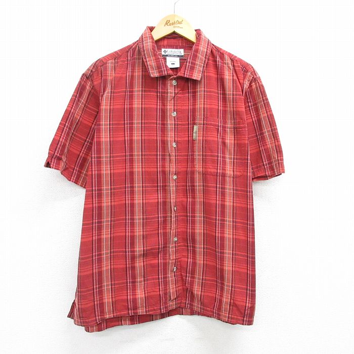 【50%OFF】XL★古着 コロンビア COLUMBIA 半袖 シャツ メンズ 00年代 00s コットン 赤他 レッド チェック 25apr25 中古 トップス