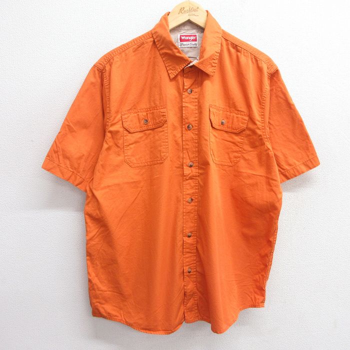 XL★古着 ラングラー Wrangler 半袖 シャツ メンズ コットン オレンジ 25apr25 中古 トップス