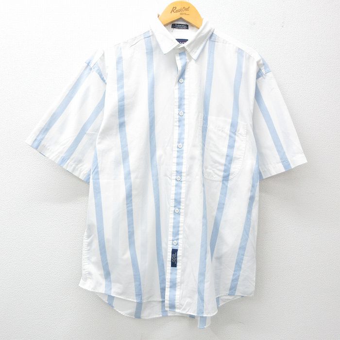 90s 半袖シャツ ホワイトストライプ L | 古着