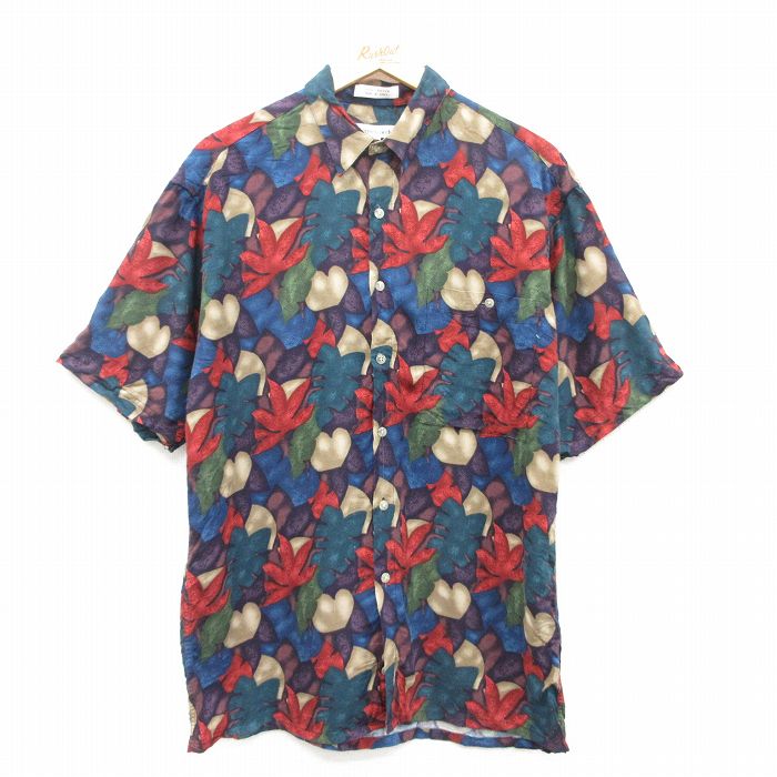 ピエールカルダン 90s 半袖シャツ 総柄 ネイビー L | 古着