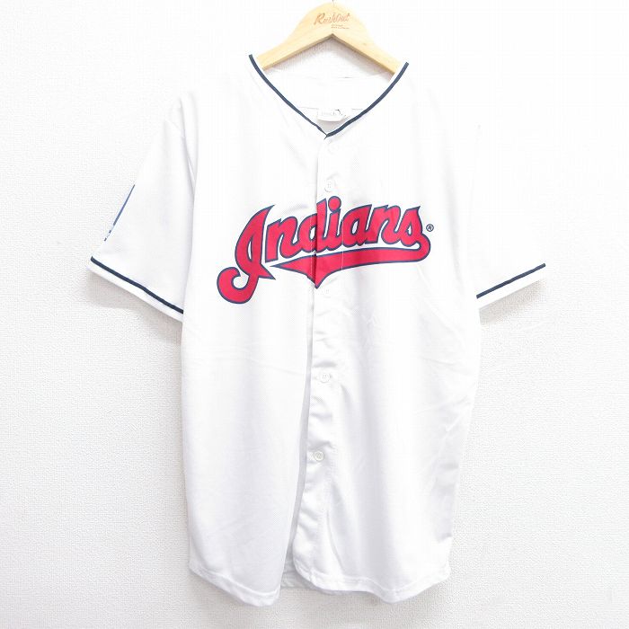 L★古着 半袖 ベースボール シャツ メンズ MLB クリーブランドインディアンス ヤンゴームズ 10 シャーウィンウィリアムズ 白 ホワイト メジャーリーグ 野球 【spe】 25apr28 中古 トップス