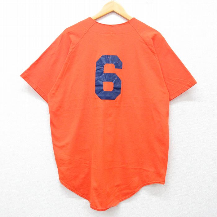 L★古着 半袖 ベースボール シャツ メンズ 90年代 90s Rogers Relics ソフトボール 6 ラグラン コットン USA製 オレンジ 25apr30 中古 トップス