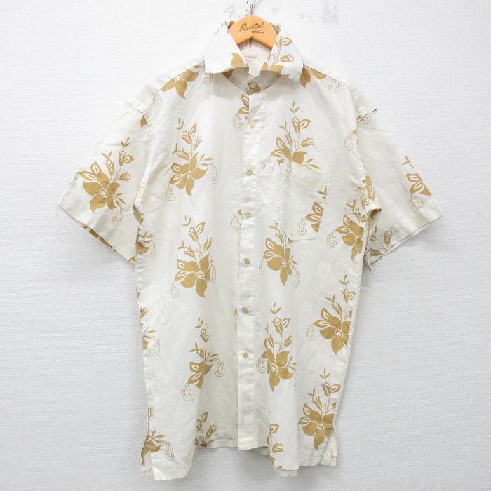 【50%OFF】半袖シャツ 花総柄 ベージュ XL | 古着