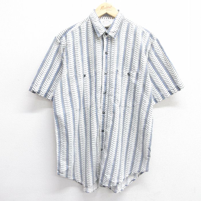 L★古着 半袖 シャツ メンズ 90年代 90s 総柄 コットン 白他 ホワイト 25apr30 中古 トップス