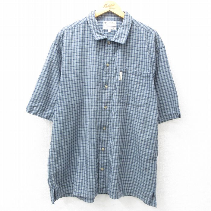XL★古着 コロンビア COLUMBIA 半袖 シャツ メンズ 00年代 00s コットン 紺他 ネイビー 25may07 中古 トップス