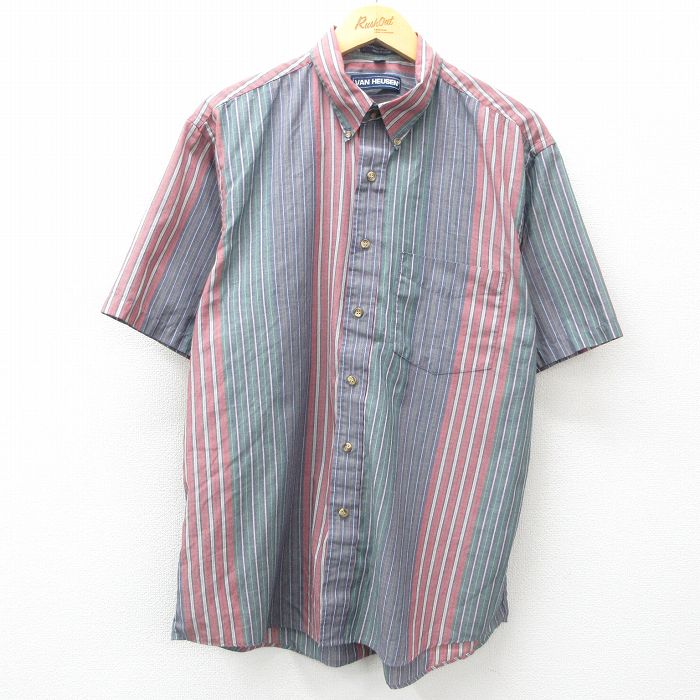バンヒューセン 90s 半袖シャツ ストライプ ネイビー XL | 古着
