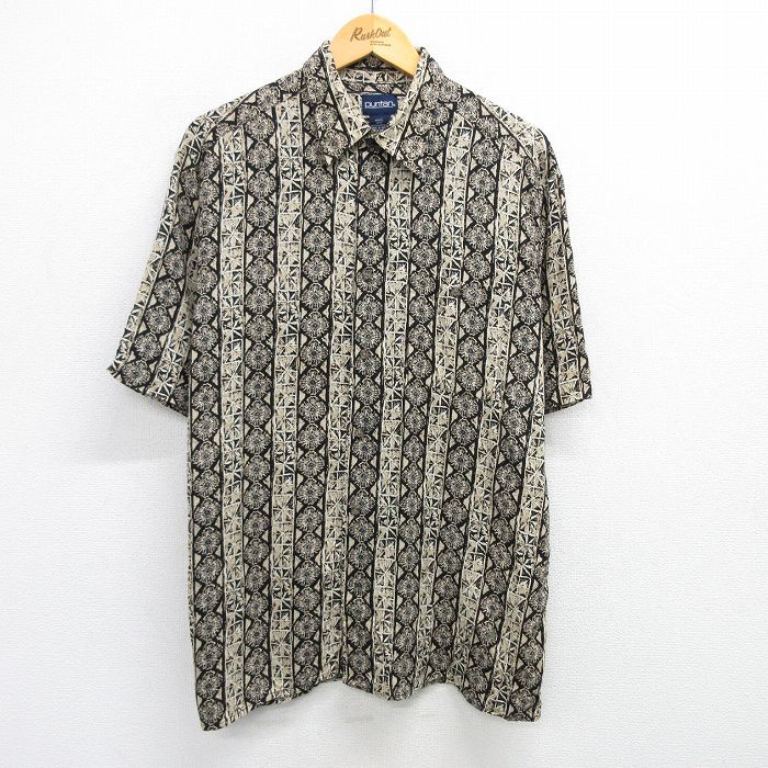 L★古着 ピューリタン 半袖 シャツ メンズ 00年代 00s レーヨン ベージュ他 カーキ 25may08 中古 トップス