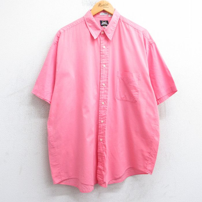 XL★古着 リー Lee 半袖 シャツ メンズ 90年代 90s ロング丈 コットン ピンク 25may08 中古 トップス