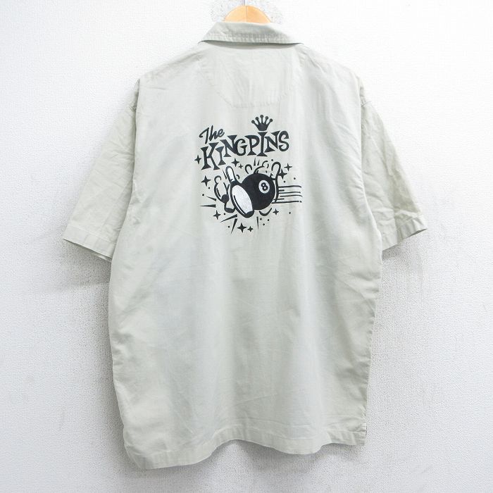 L★古着 no boundaries 半袖 ボウリング シャツ メンズ 00年代 00s KINGPINS ツートンカラー コットン 開襟 オープンカラー 薄ベージュ他 カーキ 【spe】 25may08 中古 トップス