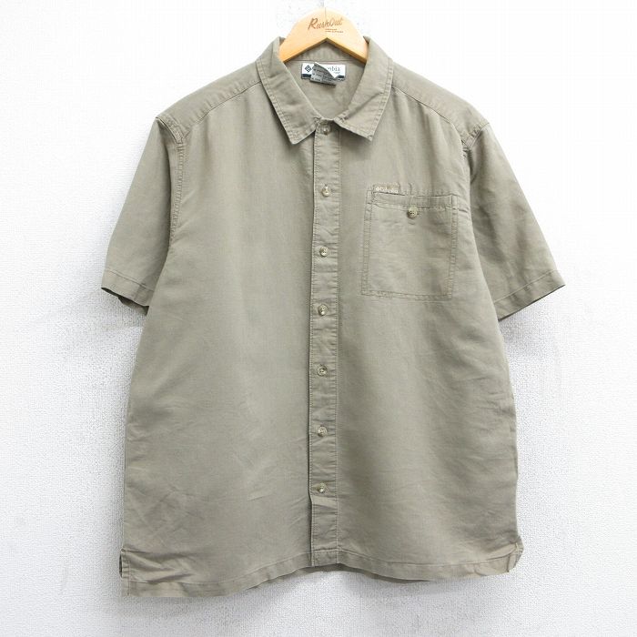 L★古着 コロンビア COLUMBIA 半袖 シャツ メンズ 00年代 00s ベージュ カーキ 25may08 中古 トップス