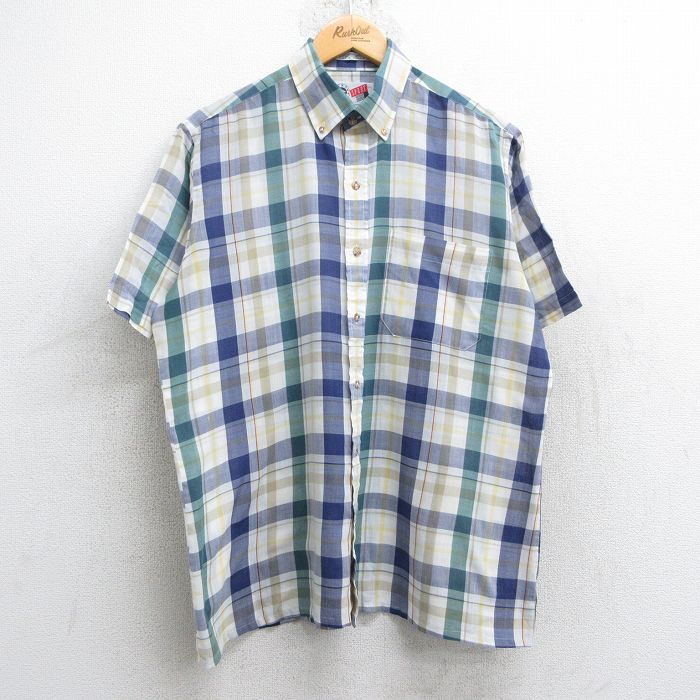 アロー 90s 半袖シャツ ネイビーチェック L | 古着
