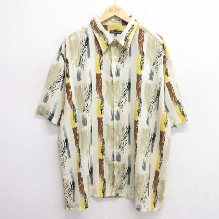 XL★古着 半袖 シャツ メンズ 大きいサイズ ロング丈 ベージュ他 カーキ 25may09 中古 トップス