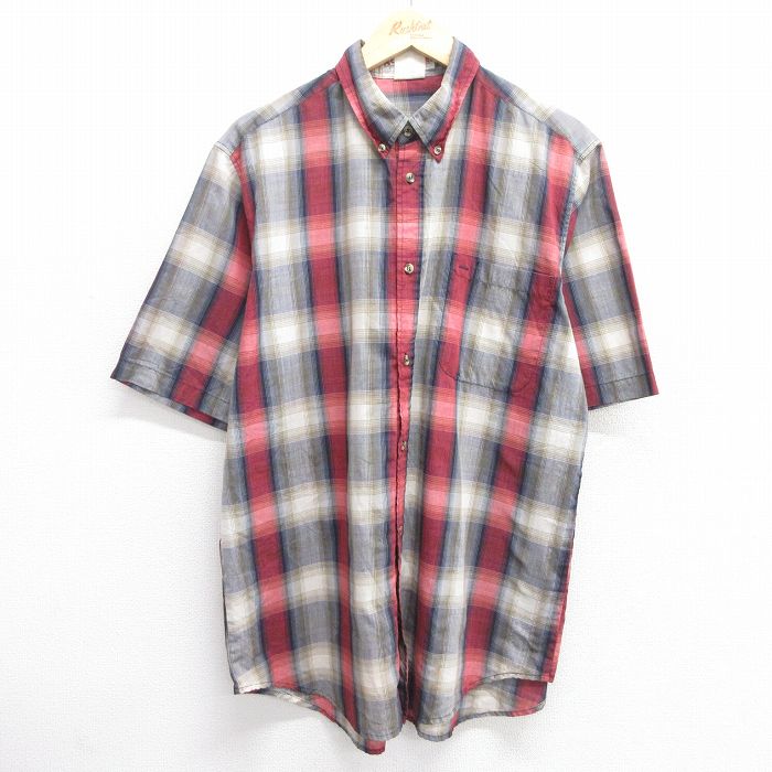XL★古着 マックレガー 半袖 シャツ メンズ 90年代 90s エンジ他 チェック 25may09 中古 トップス