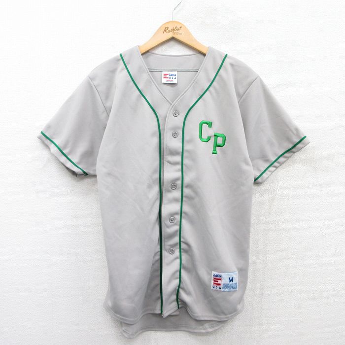 M★古着 半袖 ベースボール シャツ メンズ 90年代 90s CP 13 USA製 グレー他 25may09 中古 トップス