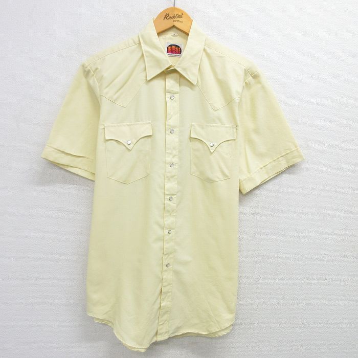 L★古着 miller 半袖 ウエスタン シャツ メンズ 80年代 80s 黄色 イエロー 25may09 中古 トップス
