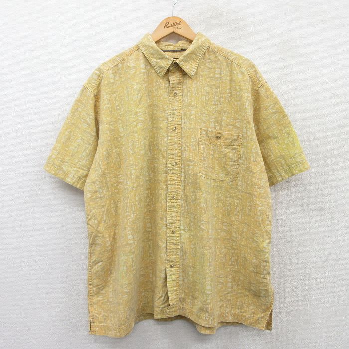 XL★古着 セントジョンズベイ 半袖 シャツ メンズ 総柄 大きいサイズ コットン 黄他 イエロー 25may10 中古 トップス
