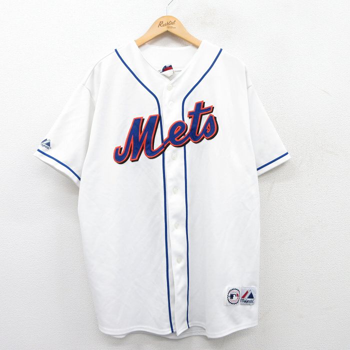 XL★古着 マジェスティック 半袖 ベースボール シャツ メンズ 00年代 00s MLB ニューヨークメッツ ホセレイエス 7 大きいサイズ 白 ホワイト メジャーリーグ 野球 25may10 中古 トップス