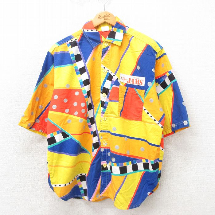 【50%OFF】XL★古着 ジャムズ JAMS 半袖 シャツ メンズ 80年代 80s 黄他 イエロー 【spe】 25may12 中古 トップス