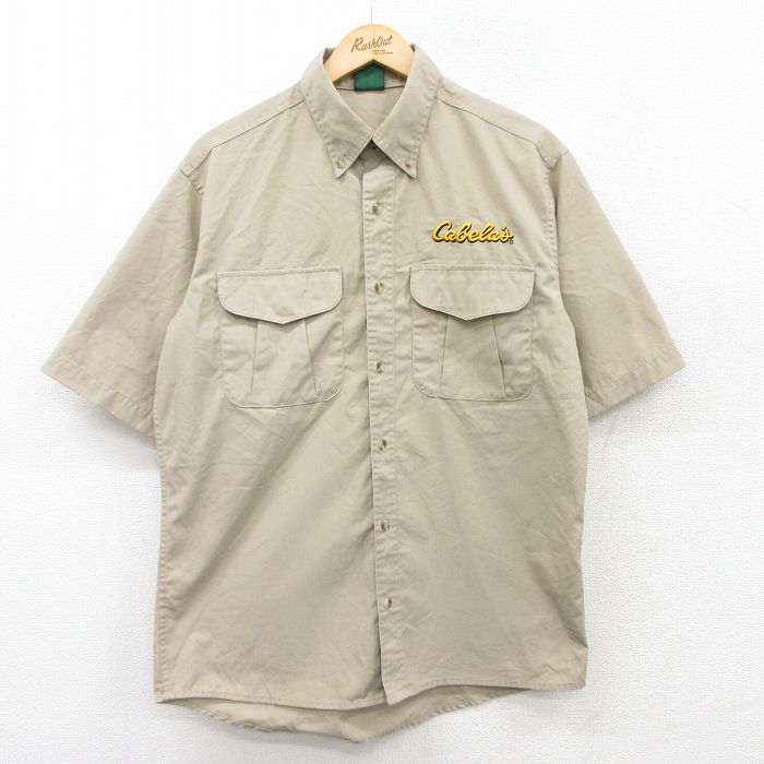 L★古着 カベラス 半袖 シャツ メンズ ワンポイントロゴ ベージュ カーキ 25may13 中古 トップス