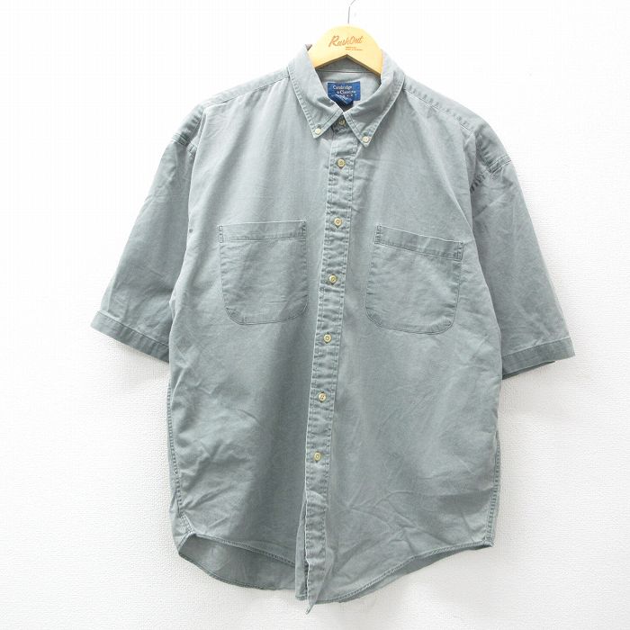 【50%OFF】XL★古着 半袖 シャツ メンズ 00年代 00s コットン ボタンダウン 薄緑系 グリーン 25may15 中古 トップス