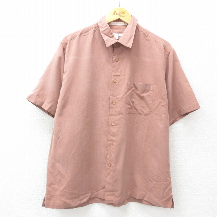XL★古着 ペリーエリス 半袖 シャツ メンズ 90年代 90s 濃ベージュ系 カーキ 25may15 中古 トップス