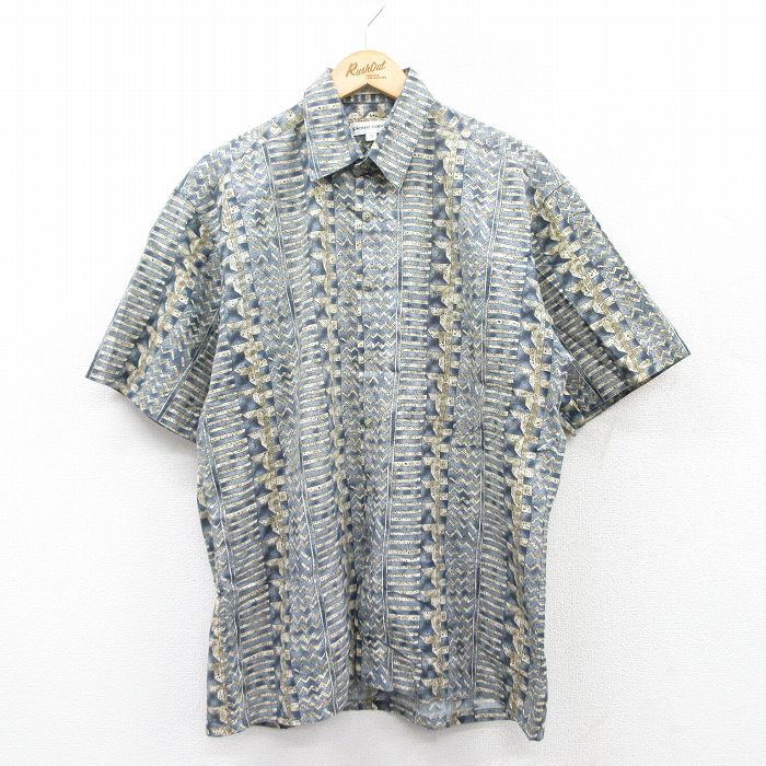 ピエールカルダン 90s 半袖シャツ 総柄 ネイビー L | 古着