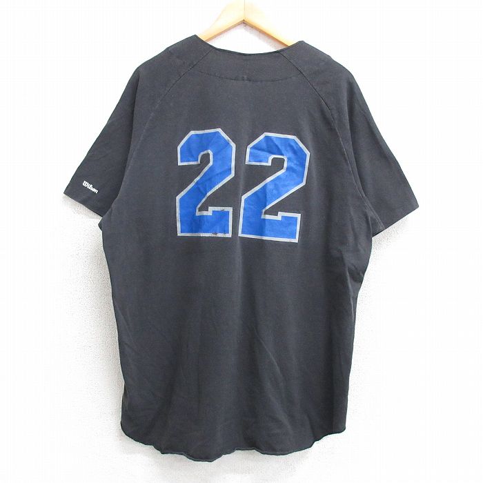 XL★古着 ウィルソン 半袖 ベースボール シャツ メンズ 80年代 80s KEPHARDINGS 22 ラグラン 大きいサイズ USA製 黒他 ブラック 25may17 中古 トップス