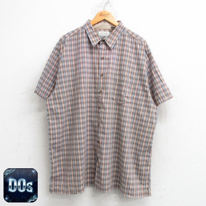 00s 半袖シャツ オレンジチェック XL | 古着