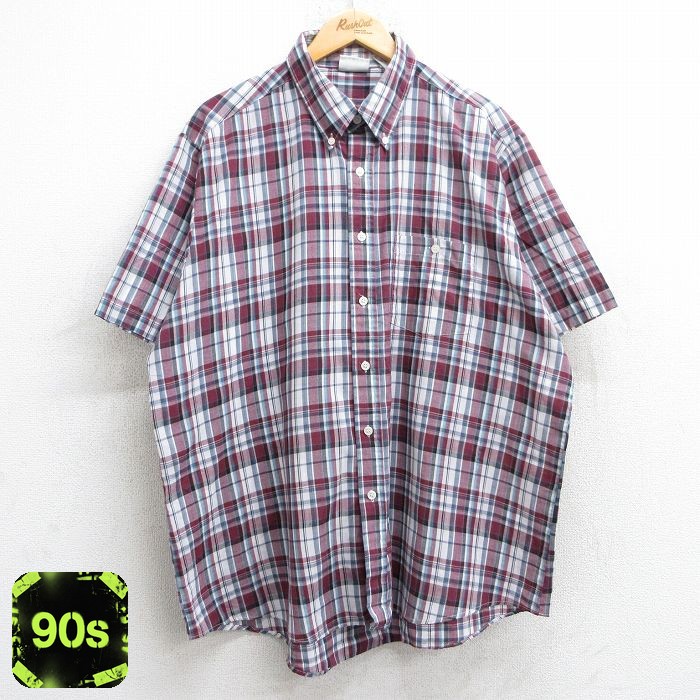 90s 半袖シャツ パープルチェック XL | 古着
