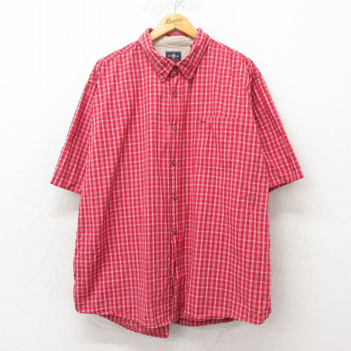 XL★古着 ラングラー Wrangler 半袖 シャツ メンズ 大きいサイズ ボタンダウン 赤 レッド チェック 25jun02 中古 トップス
